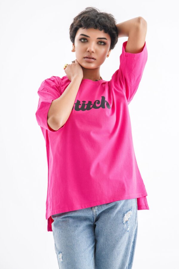 Stitch Oversized T-Shirt – Hot Pink (Front & Back Design) - Image 4