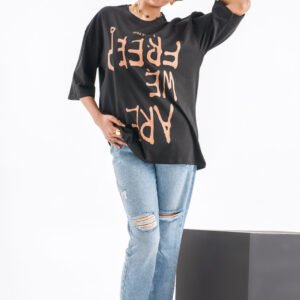 Oversized Stitch Graphic T-Shirt – Black