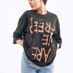 Oversized Stitch Graphic T-Shirt – Black