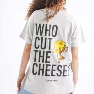 Tom and Jerry Oversized T-Shirt – Light Grey (Front & Back Design)