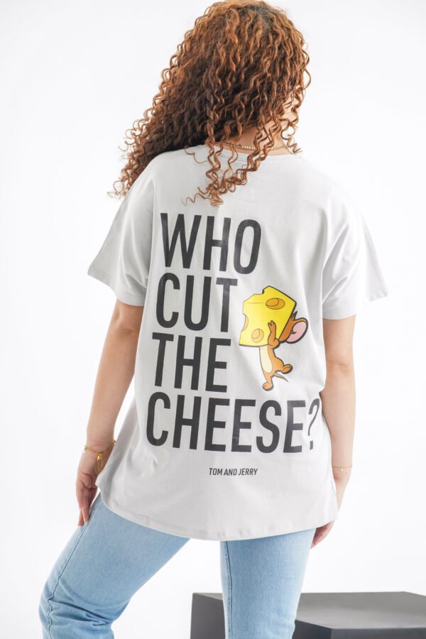 Tom and Jerry Oversized T-Shirt – Light Grey (Front & Back Design) - Image 2