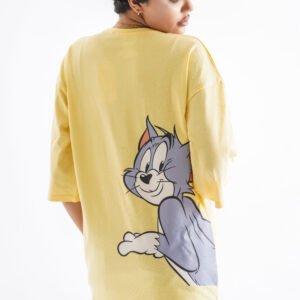 Tom and Jerry Oversized T-Shirt – Yellow (Front & Back Design)