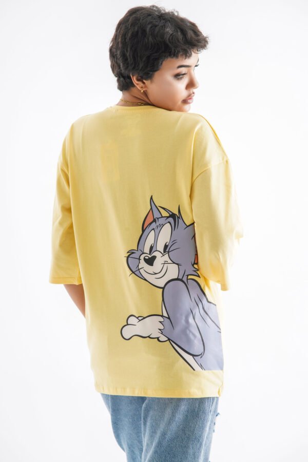 Tom and Jerry Oversized T-Shirt – Yellow (Front & Back Design) - Image 2
