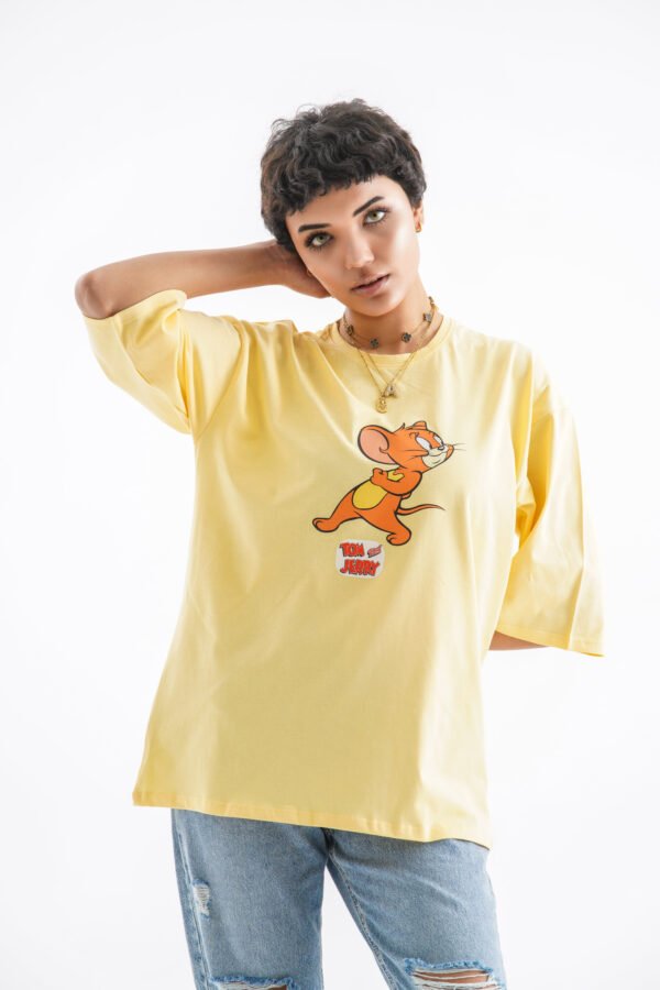Tom and Jerry Oversized T-Shirt – Yellow (Front & Back Design) - Image 3