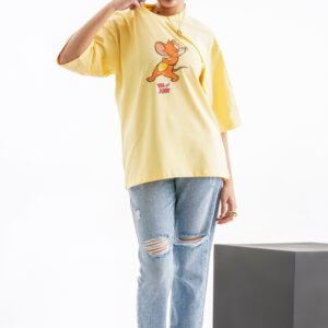 Tom and Jerry Oversized T-Shirt – Yellow (Front & Back Design)