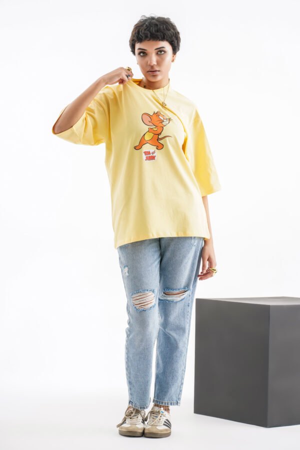 Tom and Jerry Oversized T-Shirt – Yellow (Front & Back Design)