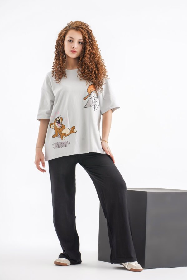 Tom and Jerry Oversized T-Shirt – Off-White (Front & Back Design)