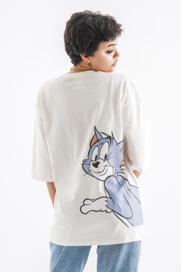 Tom and Jerry Oversized T-Shirt – Off-White (Front & Back Design) - Image 3
