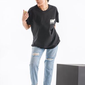 Retro Mouse Graffiti Oversized T-Shirt – Black (Front & Back Design)