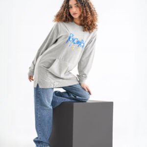 Retro Bloom Long Sleeve Shirt – Heather Grey (Front & Back Graphic)