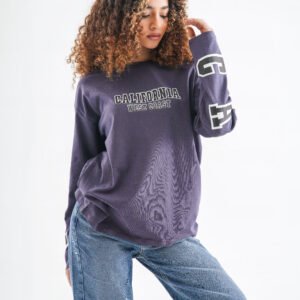 California West Coast Long Sleeve Shirt – Deep Purple (Retro Varsity Print)