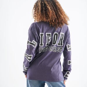 California West Coast Long Sleeve Shirt – Deep Purple (Retro Varsity Print)
