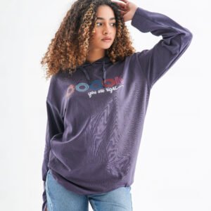 Ooook Long Sleeve Hoodie – Deep Indigo (Playful Graphic Statement)