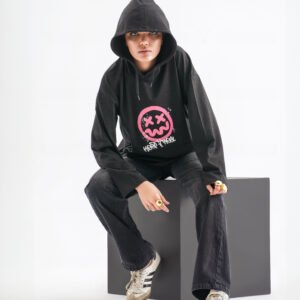 Chaos Theory Long Sleeve Hoodie – Black (Pink Graffiti Print)