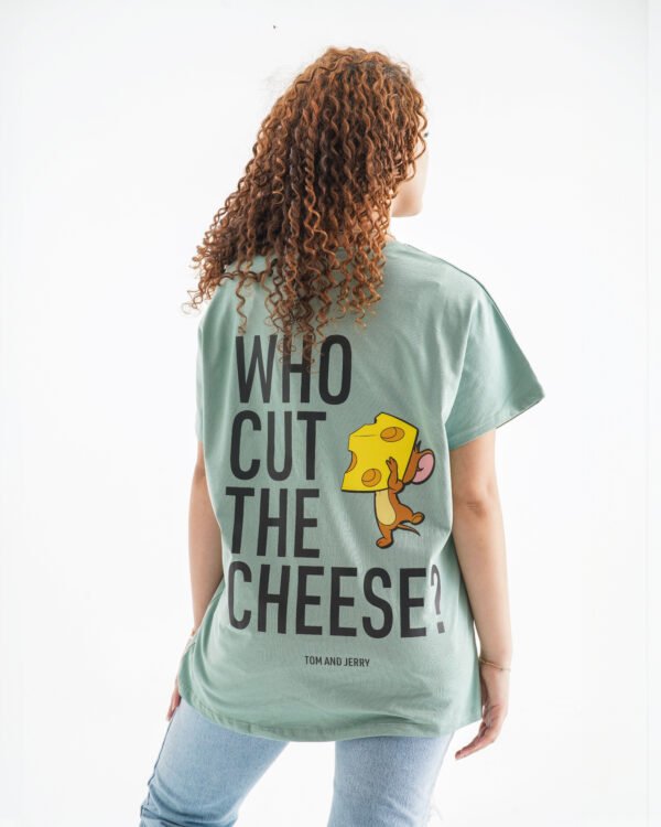 Tom and Jerry “Who Cut the Cheese?” Oversized T-Shirt – Mint Green (Front & Back Design) - Image 2