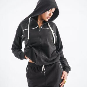 Urban Flow Tracksuit Set – Black (Two-Piece Hoodie & Pants)