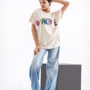 Start Now Graffiti Oversized T-Shirt – Beige (Front Design)