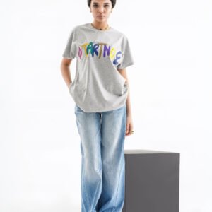 Start Now Graffiti Oversized T-Shirt – Grey (Front Design)