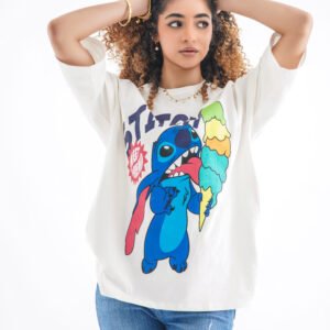 Oversized Stitch Graphic T-Shirt – White