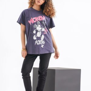 Mickey Mouse Graffiti Oversized T-Shirt – Dark Purple