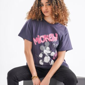 Mickey Mouse Graffiti Oversized T-Shirt – Dark Purple