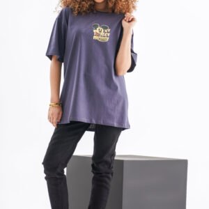 Mickey Mouse Classic Retro Oversized T-Shirt – Dark Purple (Front & Back Design)