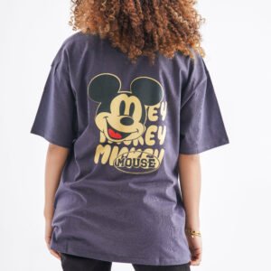 Mickey Mouse Classic Retro Oversized T-Shirt – Dark Purple (Front & Back Design)