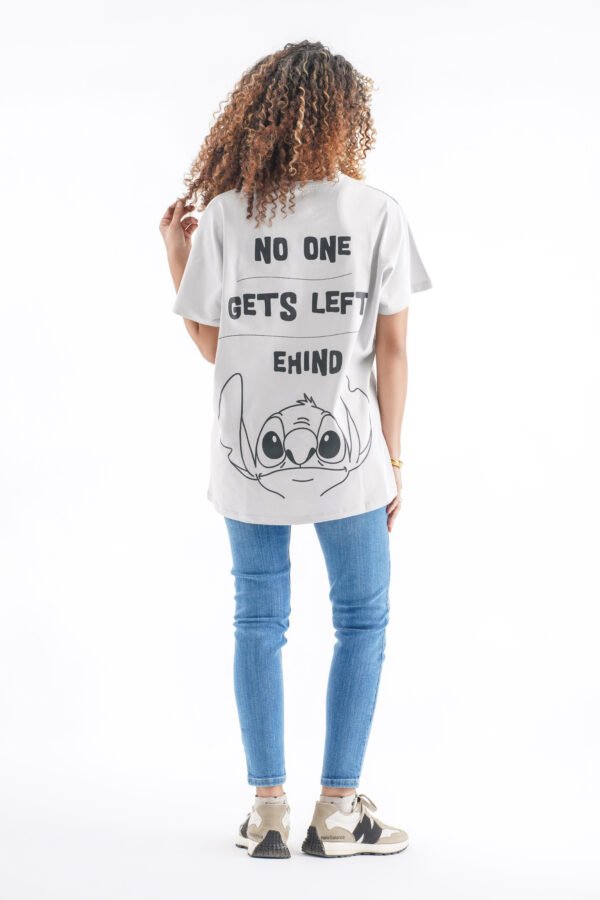 Stitch Oversized T-Shirt – Light Gray (Front & Back Design) - Image 2