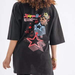 Maieyes Rest Starburst Oversized T-Shirt – Jet Black (Front and Back Design)