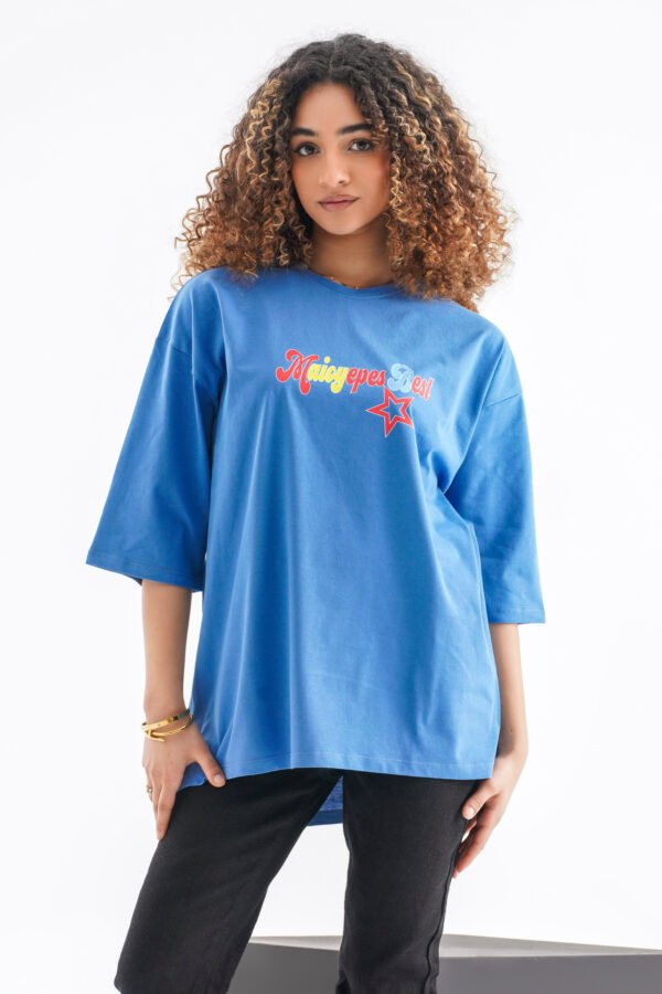 Maicy Epes Best Oversized T-Shirt – Sky Blue (Front & Back Design) - Image 3