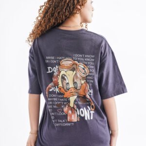 Donald Duck Graffiti Oversized T-Shirt – Deep Navy (Front & Back Design)