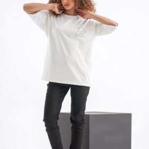Mickey Mouse Graffiti Oversized T-Shirt – Off-White (Back & Front Design)