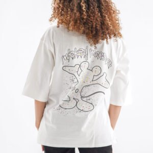 Mickey Mouse Graffiti Oversized T-Shirt – Off-White (Back & Front Design)