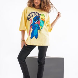 Stitch Ice Cream Pop Art Oversized T-Shirt – Bright Yellow