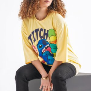 Stitch Ice Cream Pop Art Oversized T-Shirt – Bright Yellow