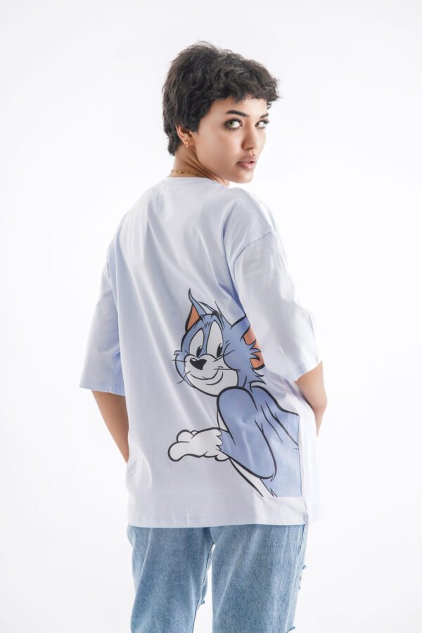 Tom & Jerry Oversized T-Shirt – Light Blue (Front & Back Design) - Image 2