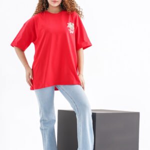Donald Duck Aviator Oversized T-Shirt – Red (Front & Back Design)