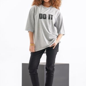 DO IT Oversized T-Shirt – Heather Gray (Front & Back Design)