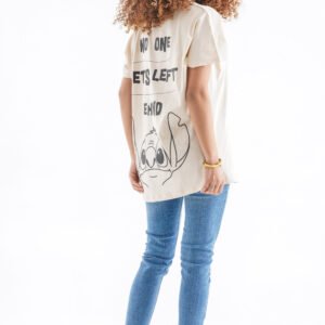 Stitch Oversized T-Shirt – Cream Beige (Front & Back Design)
