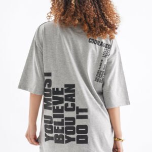 DO IT Oversized T-Shirt – Heather Gray (Front & Back Design)