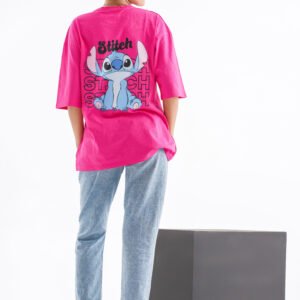 Stitch Oversized T-Shirt – Hot Pink (Front & Back Design)