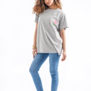 Tulip Oversized T-Shirt – Heather Gray (Front & Back Design)
