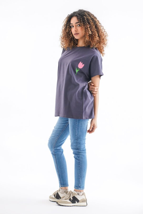 Tulip Oversized T-Shirt – Midnight Navy (Front & Back Design)