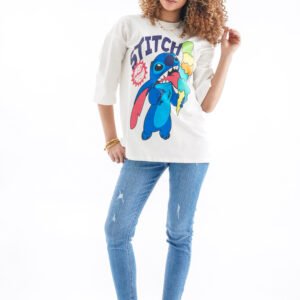 Oversized Stitch Graphic T-Shirt – White