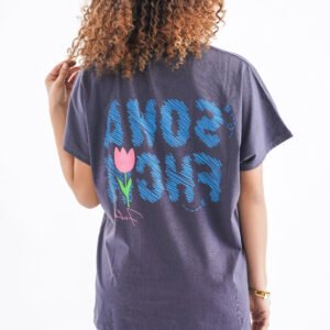 Tulip Oversized T-Shirt – Midnight Navy (Front & Back Design)