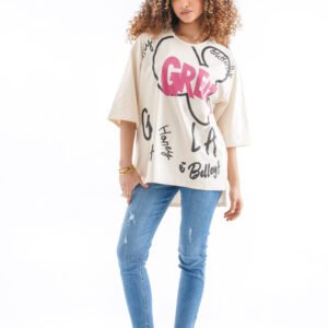 Great LA Oversized T-Shirt – Cream Beige