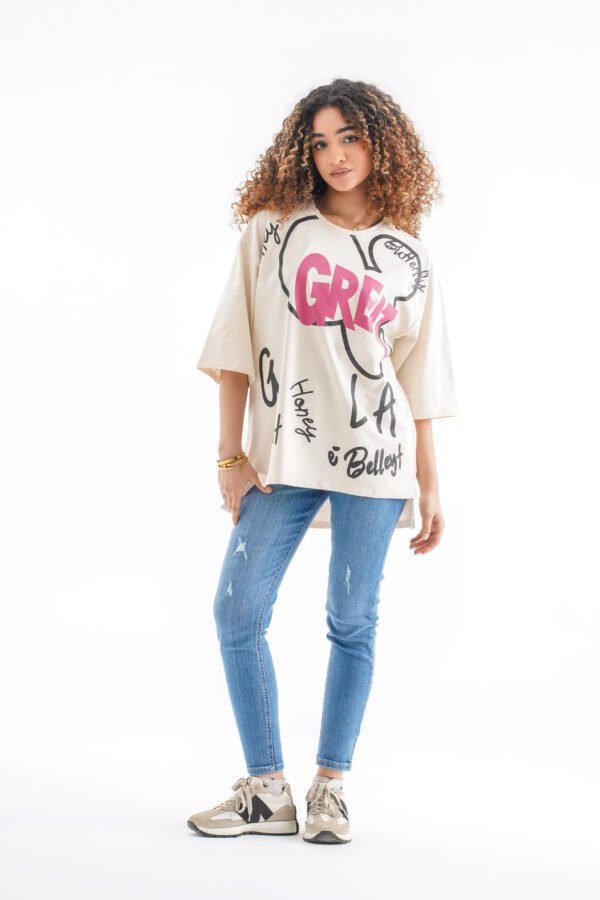 Great LA Oversized T-Shirt – Cream Beige