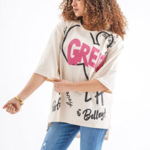 Great LA Oversized T-Shirt – Cream Beige