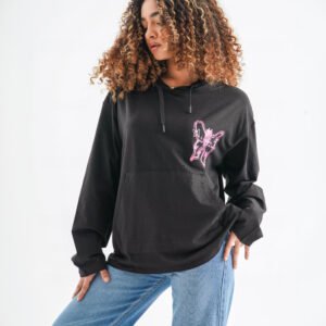 Butterfly Effect Long Sleeve Hoodie – Black (Graphic Print Edition)