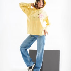 Butterfly Vision Long Sleeve Hoodie – Yellow (Back Graphic Print)